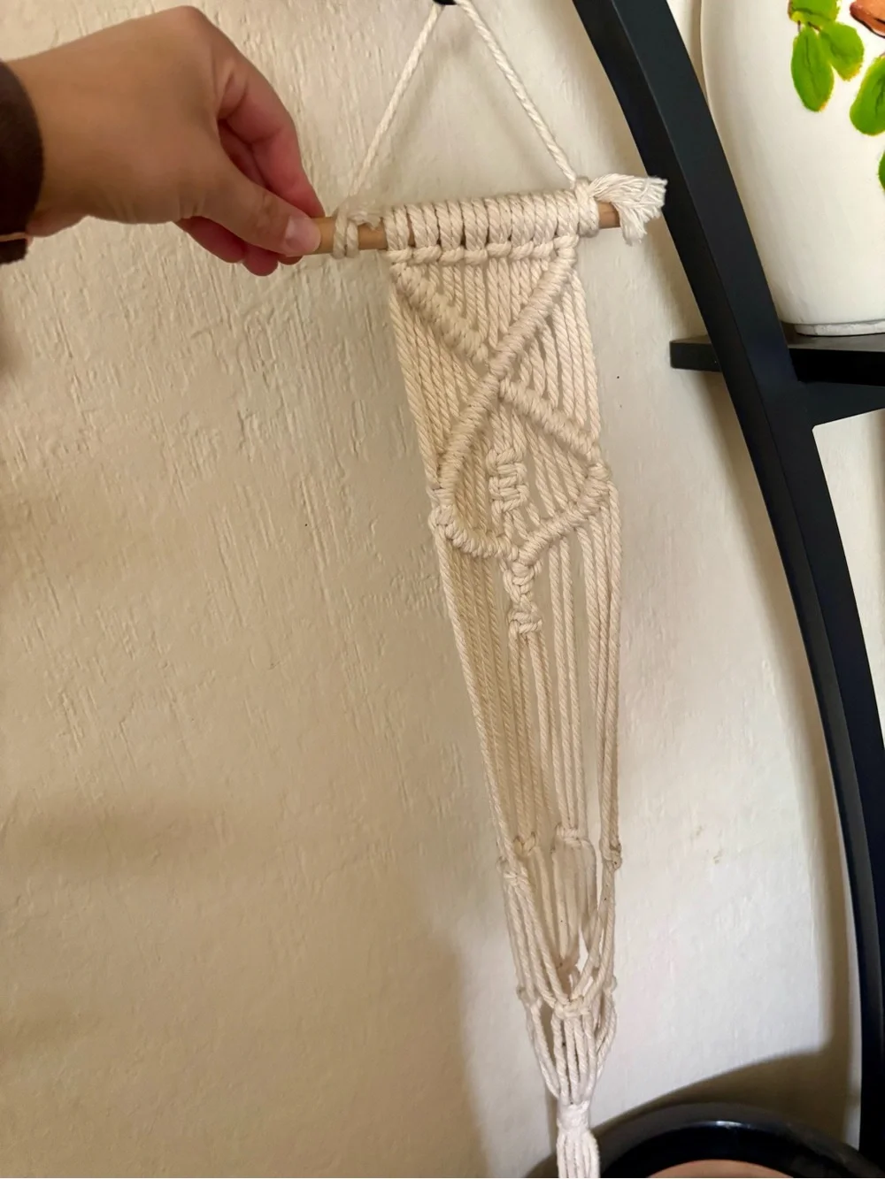 Handmade Macramé Plant Hanger - Cream Wall Decor